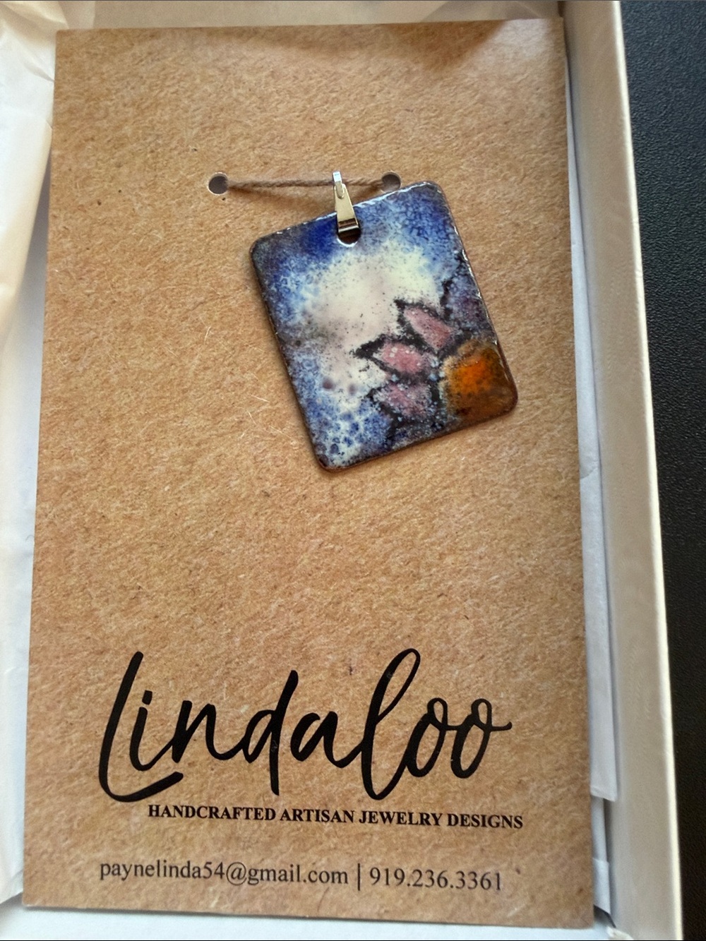 Lindaloo Handcrafted Enamel on Copper Sunflower Pendant